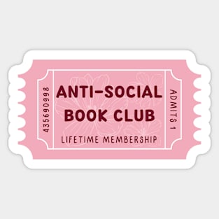 Anti-social book club - floral ticket Sticker